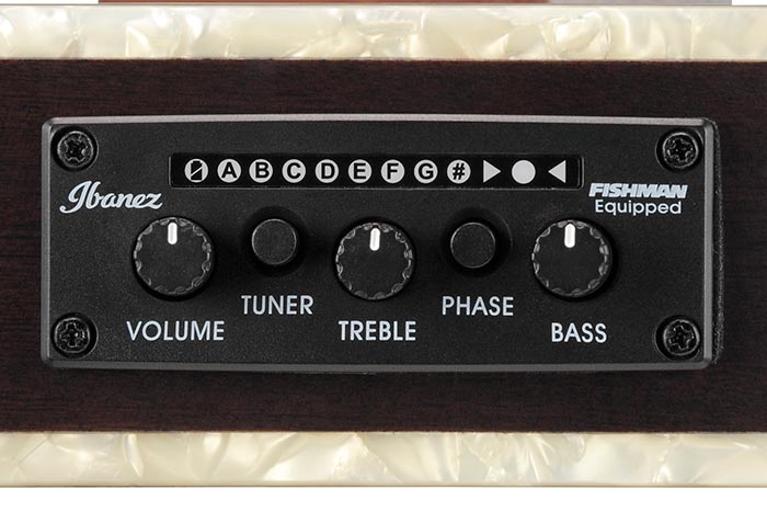 Fishman&reg; S-Core pickup & Ibanez AEQ210TF preamp w/Onboard tuner